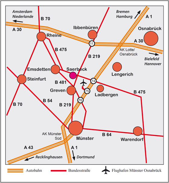 Anfahrtsskizze für Saerbeck